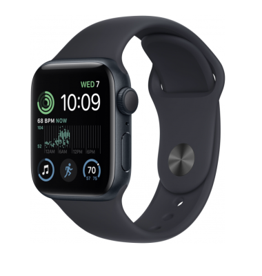 Фото 1 — Apple Watch SE 2022 44 мм Темная ночь, спортивный ремешок черного цвета